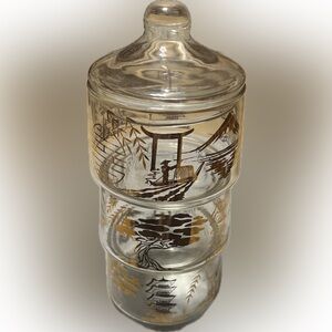 Vintage MCM BARTLETT COLLINS Glass Pagoda Stacking Dish Candy Snack Oriental